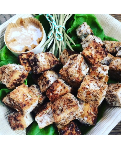 Coconut Encrusted Tofu with a Miso Dipping Sauce