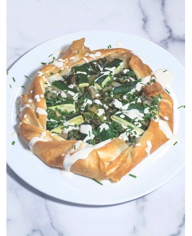 Courgette & Kale Galette with Tahini Dressing