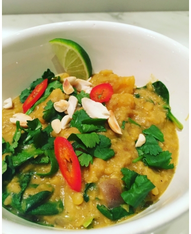 Squash & Red Lentil Malaysian Curry 